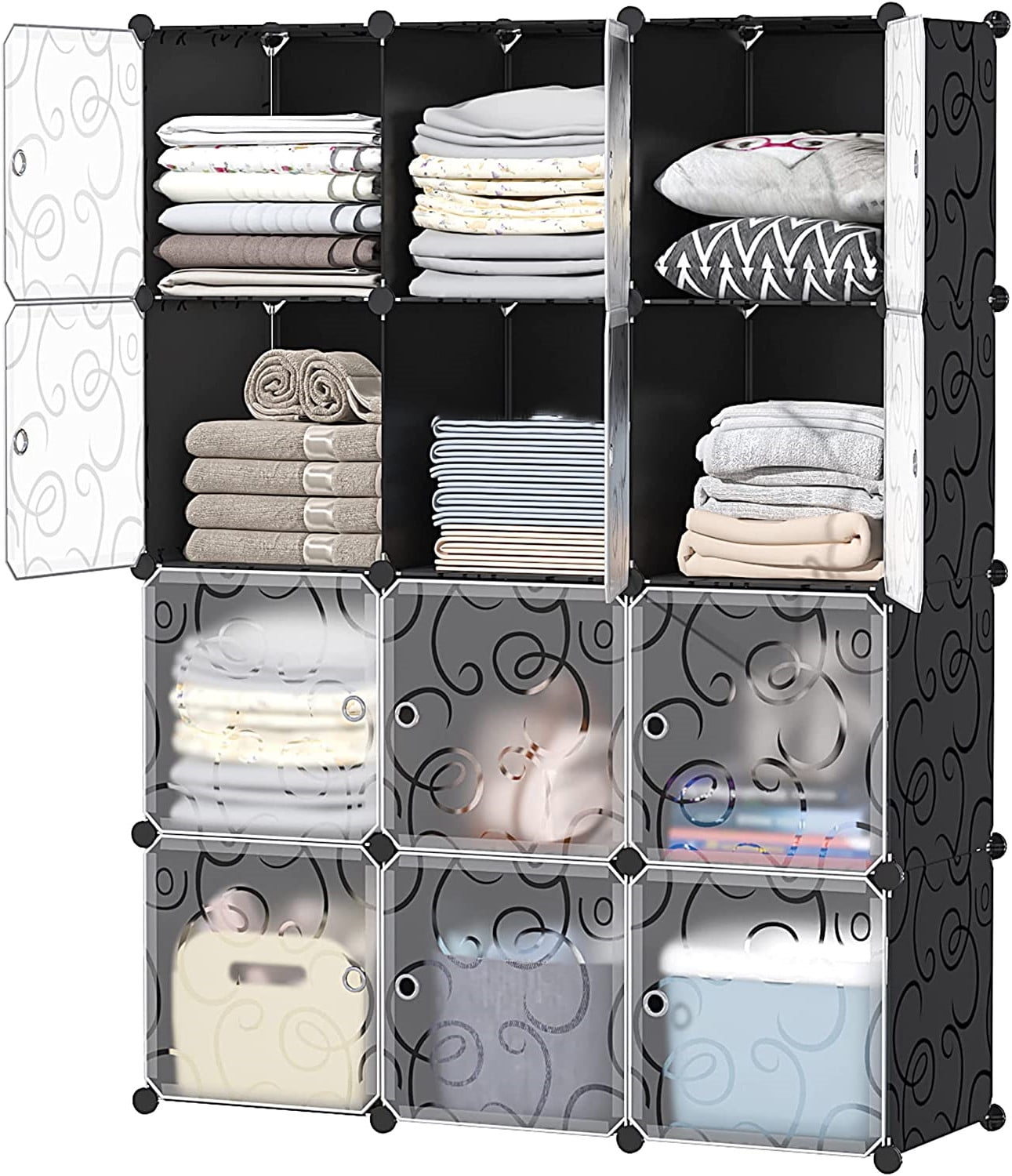 12 in. W x 45 in. H 4-Drawer Rolling Metal Storage Organizer with Fabric  Bins