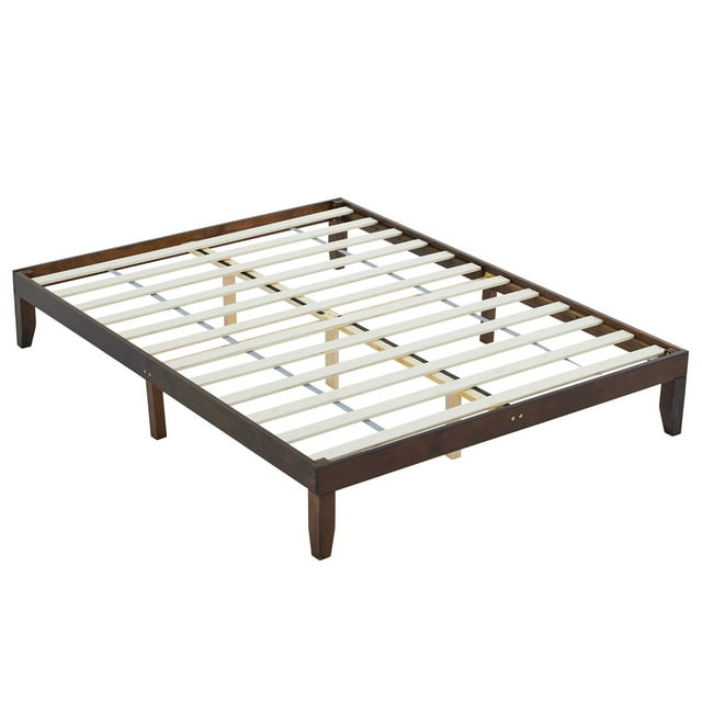 Ktaxon 12" Deluxe Wood Platform Bed Frame, Queen Bed Frame, Mattress Foundation, Antique Espresso Finish, Queen