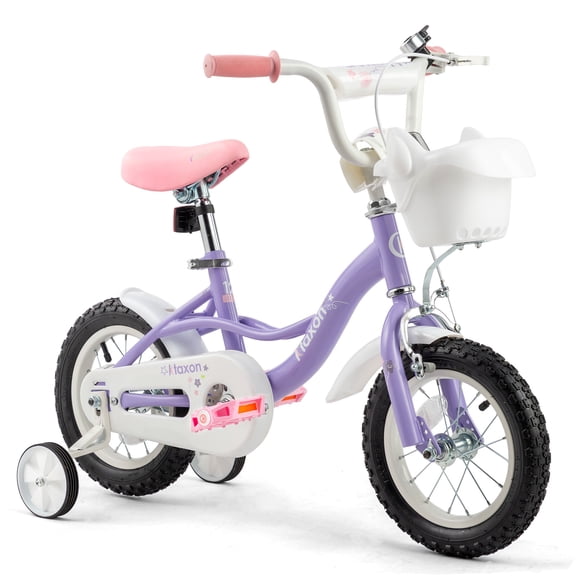 Ktaxon 12 Inch Kids Bike for Girls Age 2-4, Toddler Bicycle w/ Training Wheels, Basket, Bell & Dual Brakes for 32"-41" Tall