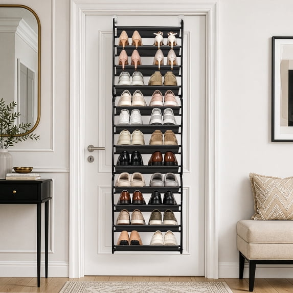 Ktaxon 12 Layers Over-The-Door Wall-mounted Style Home Shoe Storage Rack Organizer Black