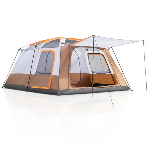 Ktaxon 12 Person Family Tent Organizer for Camping Accessories Portable Cabin Huge Tent with Carry Bag Gay&Brown