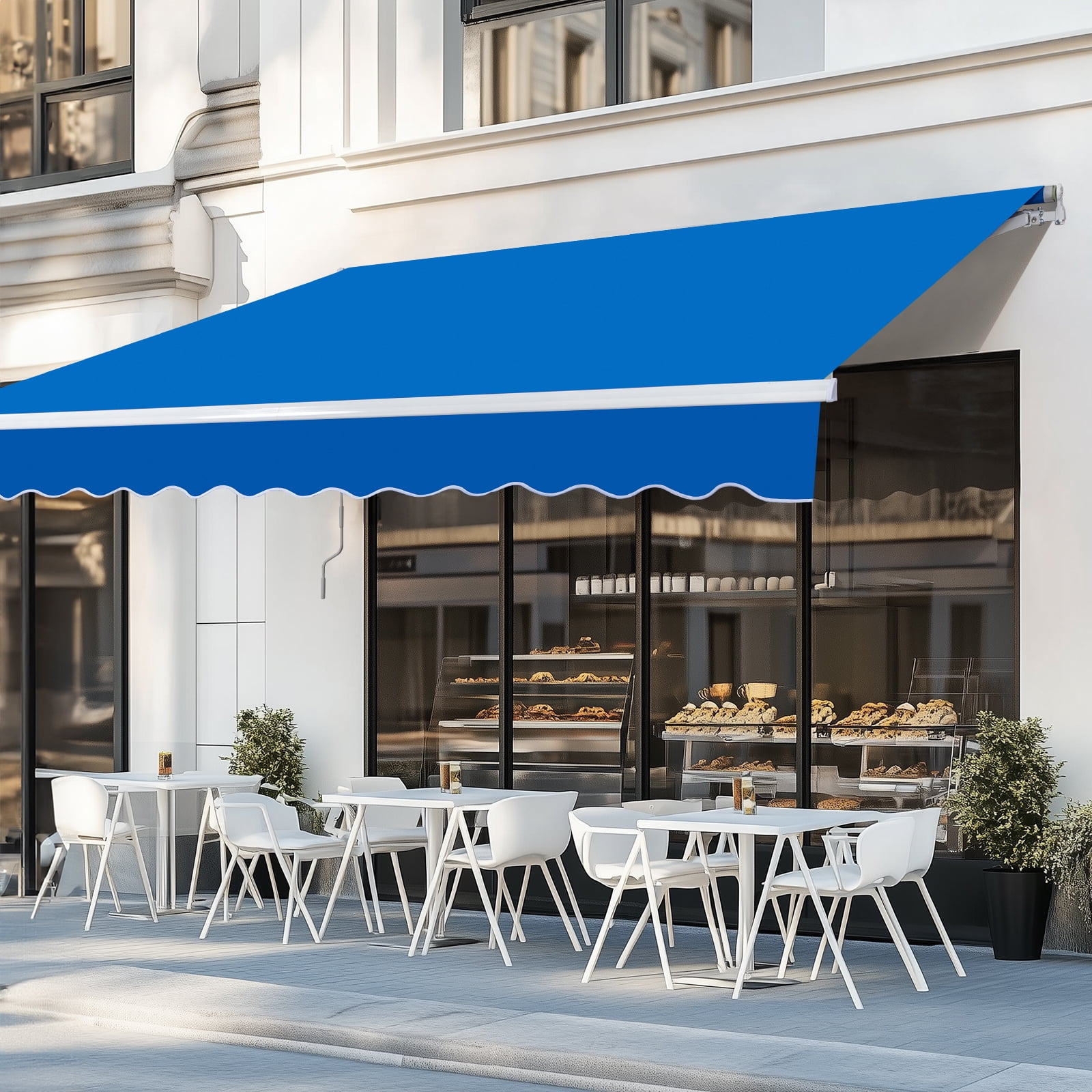 10' X 8' Retractable Patio Awning With Adjustable Tilt - UV Protection, Aluminum Frame, Hand Crank (Beige)
