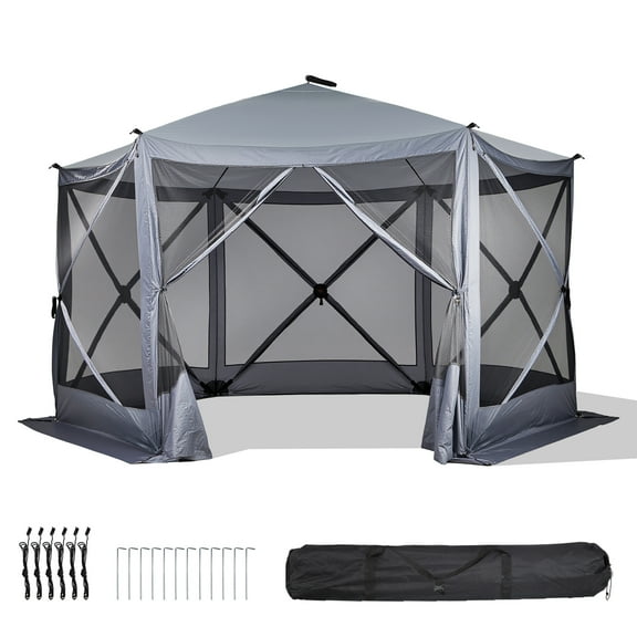Ktaxon 12' x 12' Pop-up Canopy Automatic Folding Tent EZ-up Gazebo Canopy with Mosquito Netting, Carry Bag
