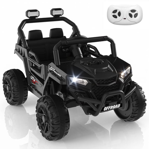 Ktaxon 12V Kids Electric Ride On Car w/ Parent Remote Control, Bluetooth, Lights, 3 Speeds, Powered Wheel Ride On Toy for Boys & Girls Ages 2-6, Black