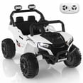 thumbnail image 1 of Ktaxon 12V Kids Electric Ride On Car w/ Parent Remote Control, Bluetooth, Lights, 3 Speeds, Powered Wheel Ride On Toy for Boys & Girls Ages 2-6, White, 1 of 9