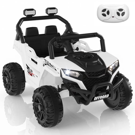 Ktaxon 12V Kids Electric Ride On Car w/ Parent Remote Control, Bluetooth, Lights, 3 Speeds, Powered Wheel Ride On Toy for Boys & Girls Ages 2-6, White