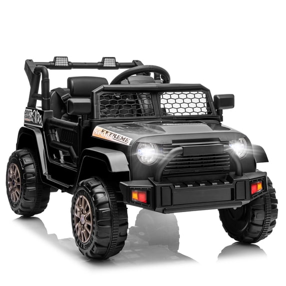 Ktaxon 12V Kids Electric Ride on Car, Battery Powered Ride on Toys Truck with Remote Control, Electric Car for Kids w/Bluetooth & Lights, Black