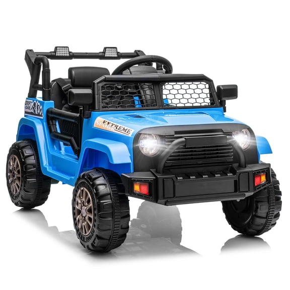 Ktaxon 12V Kids Electric Ride on Car, Battery Powered Ride on Toys Truck with Remote Control, Electric Car for Kids w/Bluetooth & Lights, Blue