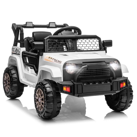 Ktaxon 12V Kids Electric Ride on Car, Battery Powered Ride on Toys Truck with Remote Control, Electric Car for Kids w/Bluetooth & Lights, White