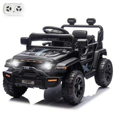 Ktaxon 12V Powered Ride On Car Truck, Kids Electric Car w/Parent Remote Control, Spring Suspension, LED Lights- Black