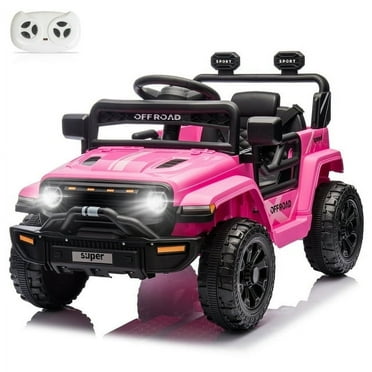 Ktaxon 12V Powered Ride On Car Truck,  Kids Electric Car w/Parent Remote Control, Spring Suspension, LED Lights- Pink