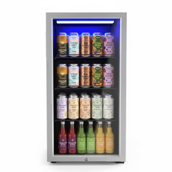 Ktaxon 130 Can Beverage Refrigerator, 3.2 Cu. Ft. Drink Cooler with Double Layer Glass Door, Adjustable Shelf & Lock, 32-50°F for Home Office Bar