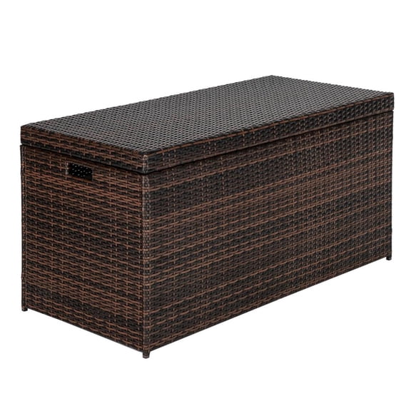 Ktaxon 132 Gallon Resin Wicker Outdoor Patio Storage Deck Box, Wicker Box, Rattan Container with Lid for Garden, Living Room, Apartement