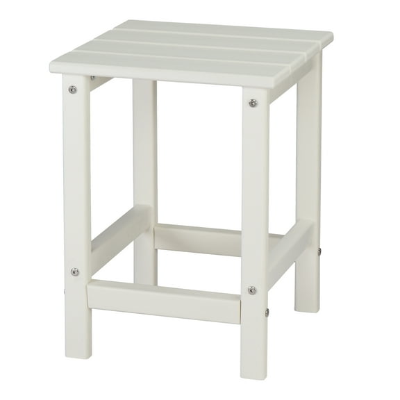 Ktaxon 14“ Outdoor Side Table, Square Adirondack Outdoor End Side Table, Weather Resistant End Table  for Living Room, Bedroom, White