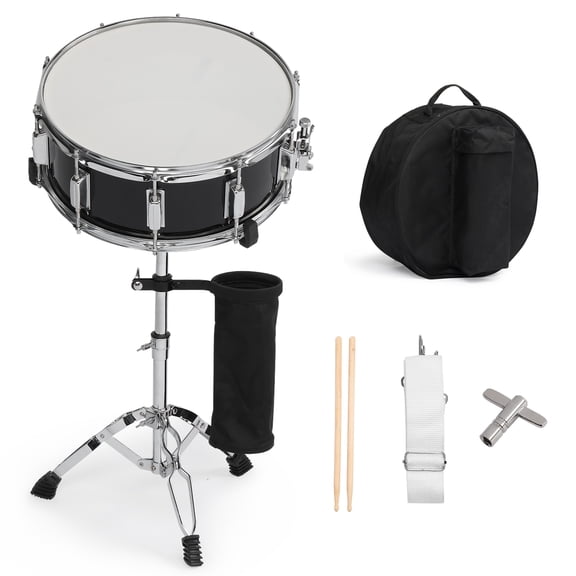 Ktaxon 14" x 5.5" Snare Drum Set for Beginners, Includes Drumstick Holder, Bag, Strap, Mute Pad & Sticks , Black