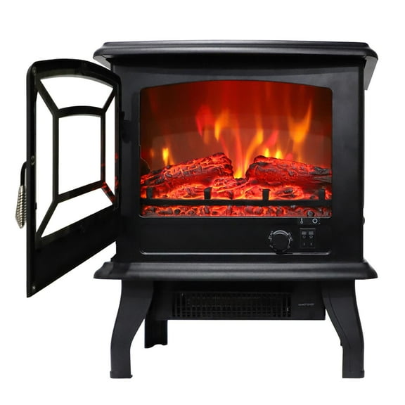 Ktaxon 1400W Small Electric Fireplace, Indoor Free Standing Stove Heater Fire Flame Stove Adjustable
