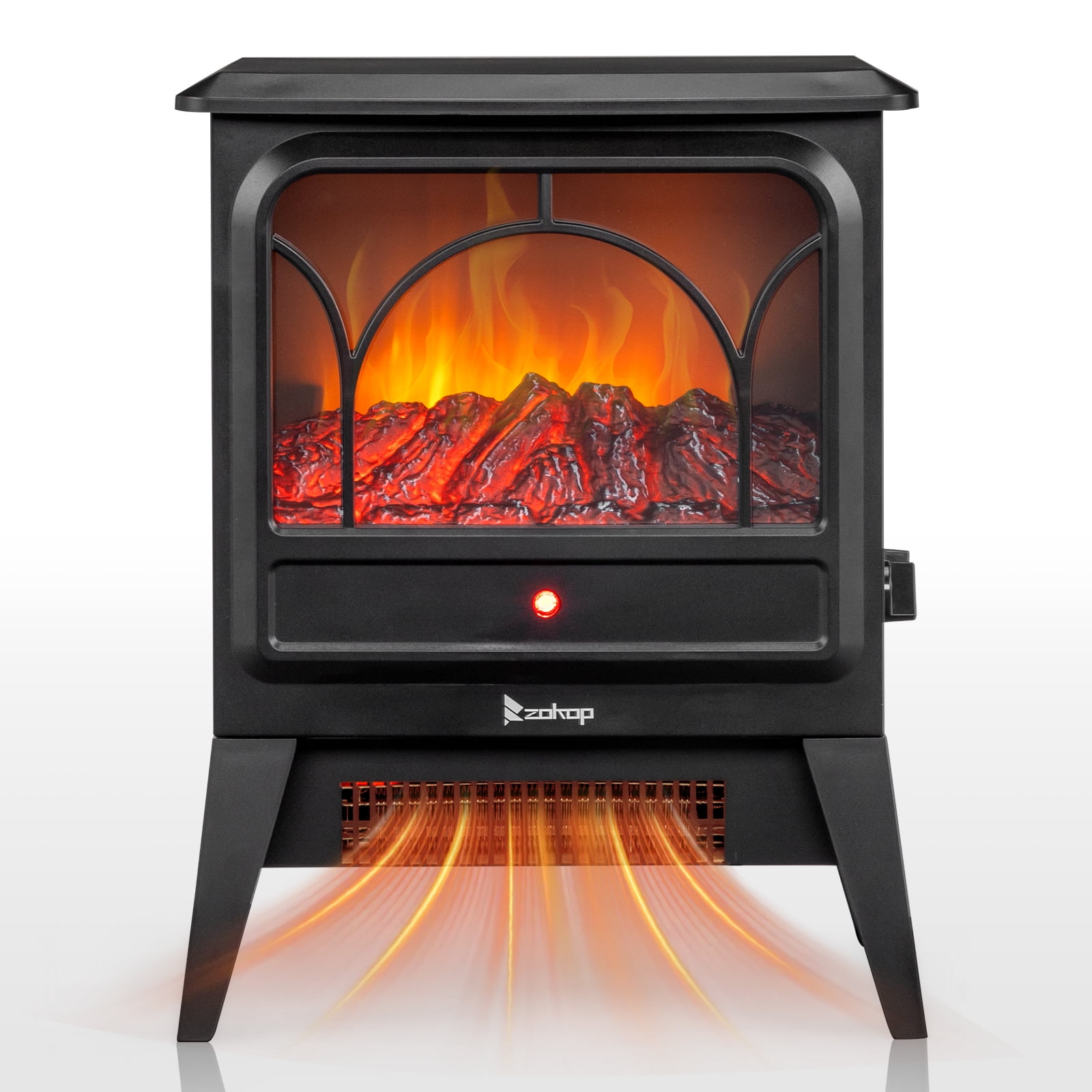 Ktaxon 15" Electric Fireplace Heater, Freestanding Wooden Fireplace Stove with 3D Realistic Flame, Overheat Protection, 1000W Portable Electric Heater for Indoor Bedroom Office Home, Black