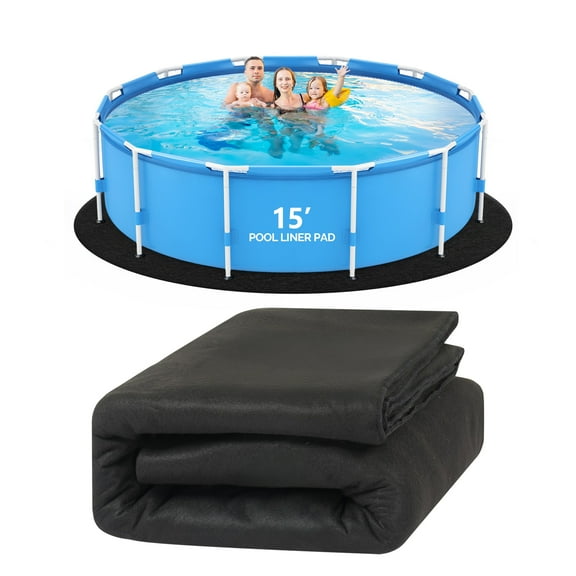Ktaxon 15 FT Round Pool Liner Pad for Above Ground Swimming Pools, Extra Thick Swimming Pool Liner, Prevent Punctures, Weed Barrier, Black