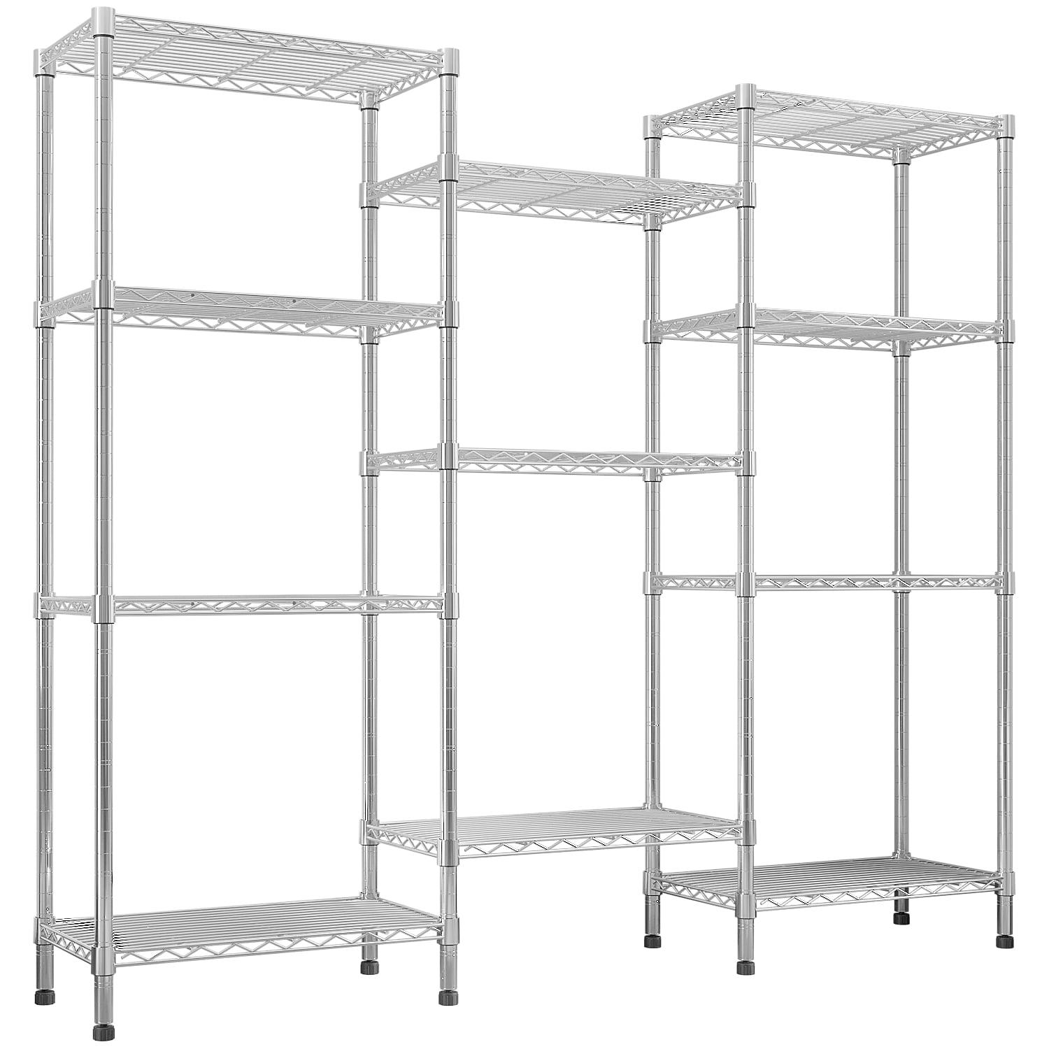 Ktaxon 3-Rows 1430LBS Heavy Duty Wire Shelving, 4-Tier Steel Garage Storage Rack, Adjustable DIY Metal Commercial Shelving for Garage Pantry Storage Organizer, 62.9"W x 13.8"D x 59"H