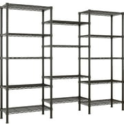 Ktaxon 3-Rows 1820LBS Heavy Duty Wire Shelving, 5-Tier Steel Garage Storage Rack, Adjustable DIY Metal Commercial Shelving for Garage Pantry Storage Organizer, 62.9"W x 13.8"D x 70.8"H