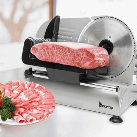 Ktaxon 150W 7.5" Blade Electric Meat Slicer Semi-automatic Belt Meat Food Cutter, Silver