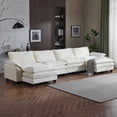 thumbnail image 1 of Ktaxon 157" W Sectional Sofa U Shaped Couch with Double Chaise Chenille Sleeper Set with 4 Oversized Seats Beige, 1 of 8
