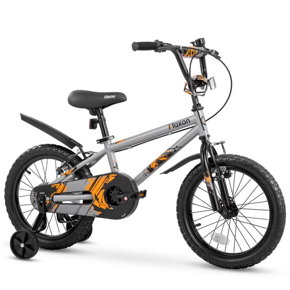 Ktaxon 16 Inch Kids Bike for Boys & Girls Age 4-7, Bicycle w/ Splatter Decals, Removable Training Wheels, Kickstand, Dual V-Brakes for 41"-53" Tall