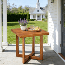 Ktaxon 17.7in Square Side Table, Small Wood End Table, for Indoor Outdoor Patio Balcony Lawn Pool Living Room, Teak, Square