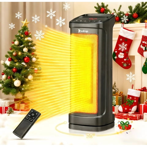 Ktaxon 17 inch Space Heater, 1500W Quiet Oscillating Ceramic Heater for Large Room, PTC Electric Heater with Remote Control, Thermostat, for Office, Bedroom, Indoor Use