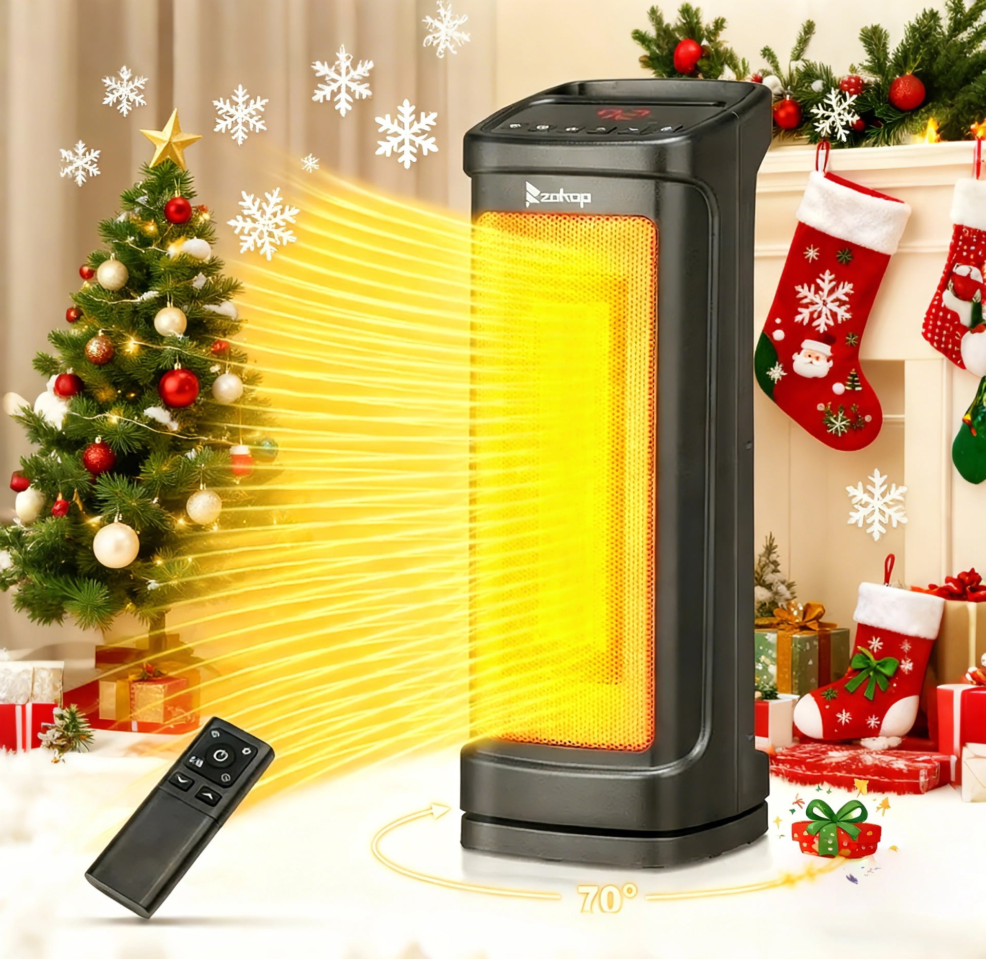 Walmart Black Friday Deals 2025 Ktaxon 17 Inches Electric Heaters for Indoor Use with Thermostat and Remote, 70°Oscillation, 12H Timer, 5 Modes, 1500W PTC Ceramic Fast Safety Heat for Office Bedroom Home