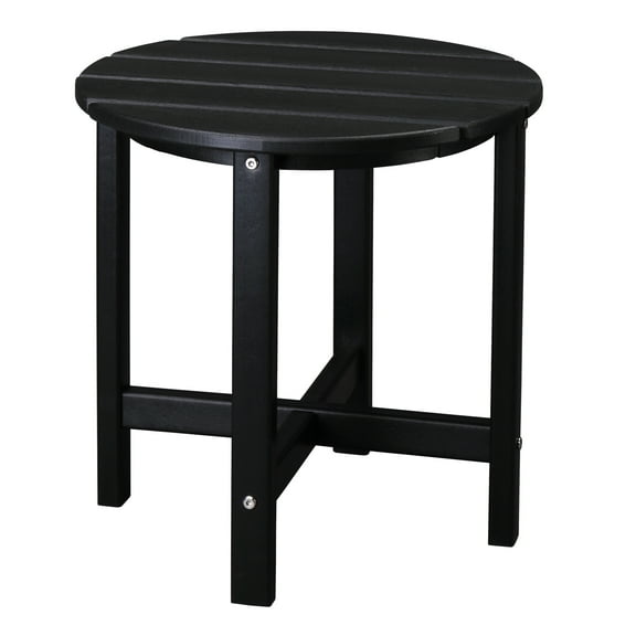 Ktaxon 18" HDPE Outdoor Side Table, Round Adirondack Outdoor End Side Table, Weather Resistant End Table for Living Room, Bedroom, Black