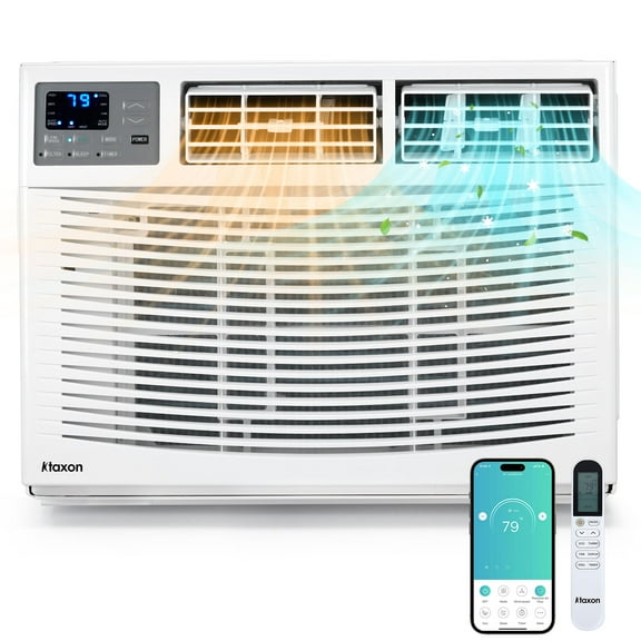 Ktaxon 18000 BTU Window Air Conditioner with Heat, Window AC Unit & Heater Combo with APP & Voice Smart Control, Timer Function & Easy Installation Kit, Work with Alexa/Google Assistant, 208/230V