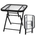 thumbnail image 1 of Ktaxon 18in Outdoor Metal Folding Glass Table, Square Side End with Tempered Glass Top for Porch Yard, Balcony, Garden, Black, 1 of 8