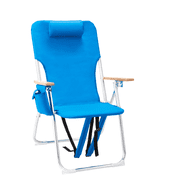 Ktaxon 1Pc Folding Backpack Beach Chair 5 Positions, High Back Beach Chairs W/ 2in1 Storage Pockets and Removable Pillow for Adults, Blue