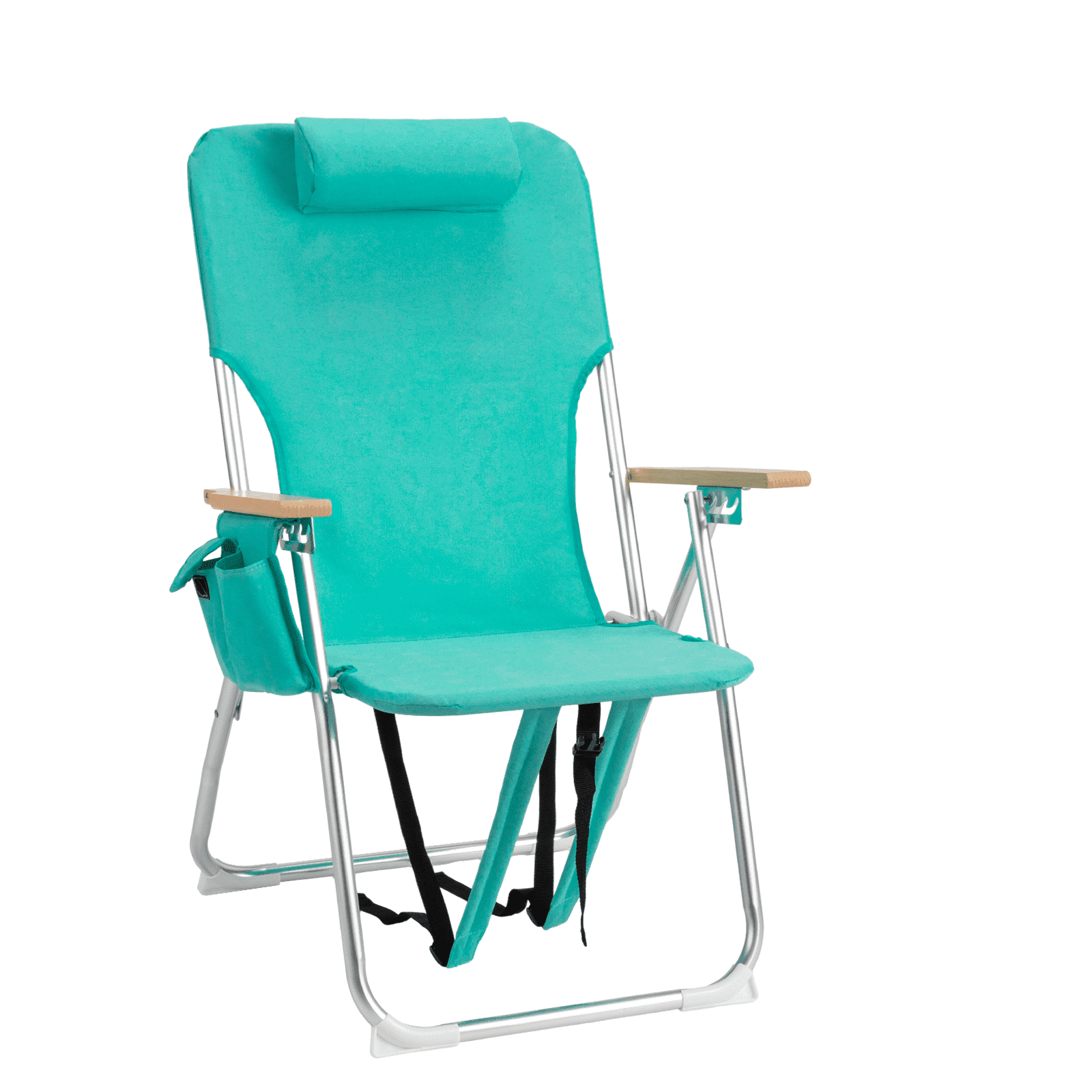 Ktaxon 1Pc Folding Backpack Beach Chair 5 Positions, High Back Beach Chairs W/ 2in1 Storage Pockets and Removable Pillow for Adults, Green