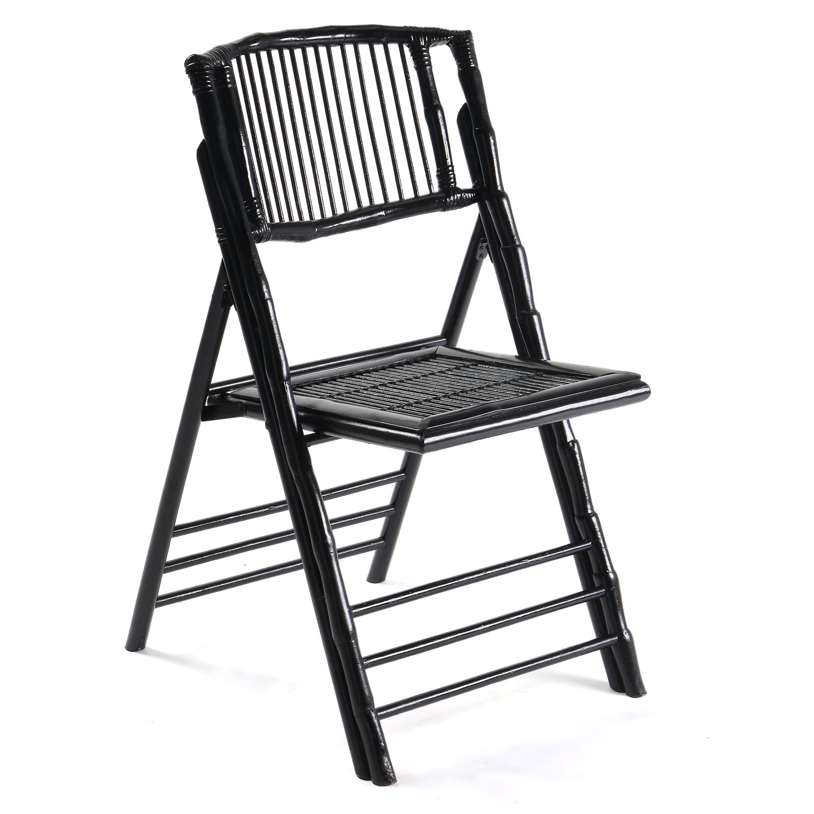 Ktaxon 1Pcs Bamboo Folding Chair,  Comfortable Seat for Indoor Outdoor Patio Porch Wedding  Party Event, Black