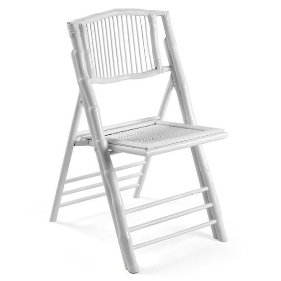 Ktaxon 1Pcs Bamboo Folding Chair, Comfortable Seat for Indoor Outdoor Patio Porch Wedding Party Event, White
