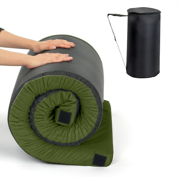 Ktaxon 2.5" CertiPUR-US Memory Foam Camping Mattress Pad, Portable Foam Sleeping Pad with Storage Bags, Roll up Sleeping Mat for Camping, Car, Tent, SUV  (75"D x 30"W x 2.5"H, Green)