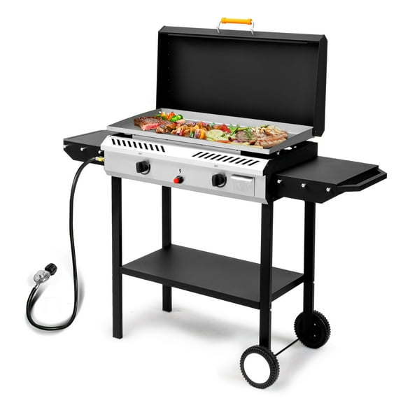 Ktaxon 2 Burner Propane Griddle Flat Top Gas Grill 150000 BTU 2 IN 1 Propane Stove & Griddle