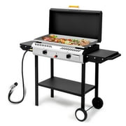 Ktaxon 2 Burner Propane Griddle Flat Top Gas Grill with Auto Ignition 150,000 BTU 2 IN 1 Propane Stove & Griddle