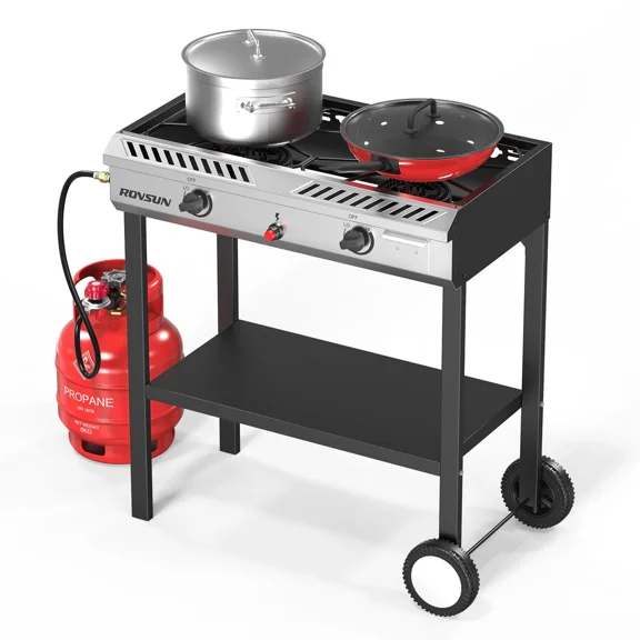 Ktaxon 2 Burner Propane Stove Gas Cooker with Auto Ignition 150,000 BTU for Outdoor Cooking