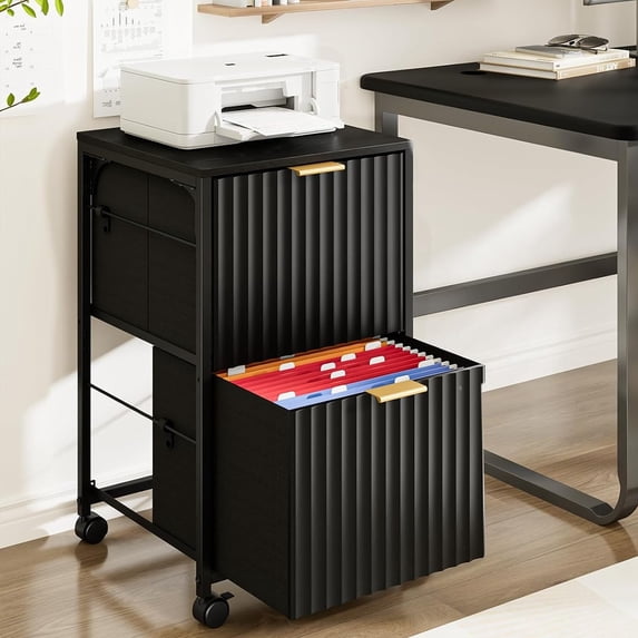 Ktaxon 2-Drawer File Cabinet Vertical Filing Cabinet for Letter A4-Sized Files Easy to Assemble, Modern Style Fluted Design