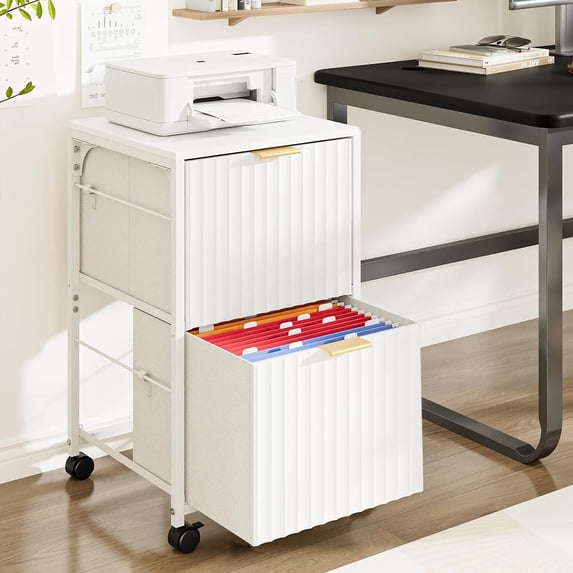 Ktaxon 2-Drawer File Cabinet Vertical Filing Cabinet for Letter A4-Sized Files Easy to Assemble, Modern Style Fluted Design