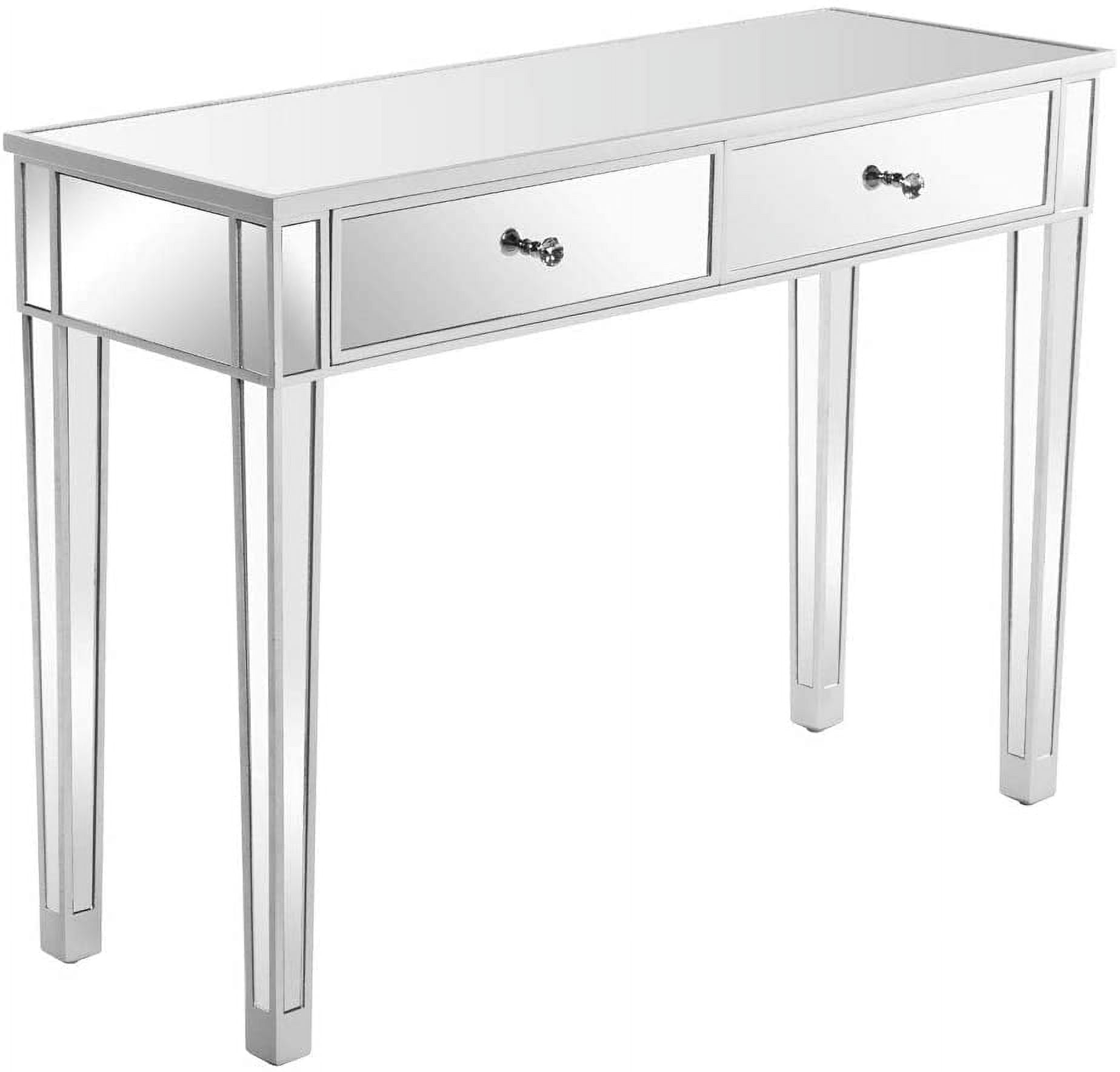 Mirrored Glass Vanity Table with 2 Drawers