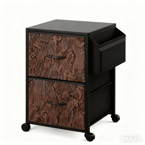 Ktaxon 2-Drawer Rolling Wood File Cabinet with Lock, Portable Vertical Mobile Wooden Storage Filing Cabinet for Home Office,Oak Gray