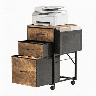Ktaxon Rolling File Cabinet with Wheels Side Bag, Fabric Drawers Printer Stand for Home Office, Fits Letter Size, Brown