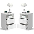 thumbnail image 1 of Ktaxon NightStand Set of 2 with 2 Storage Drawers BedsideTable, End Side for Bedroom, Country Style White, 1 of 12