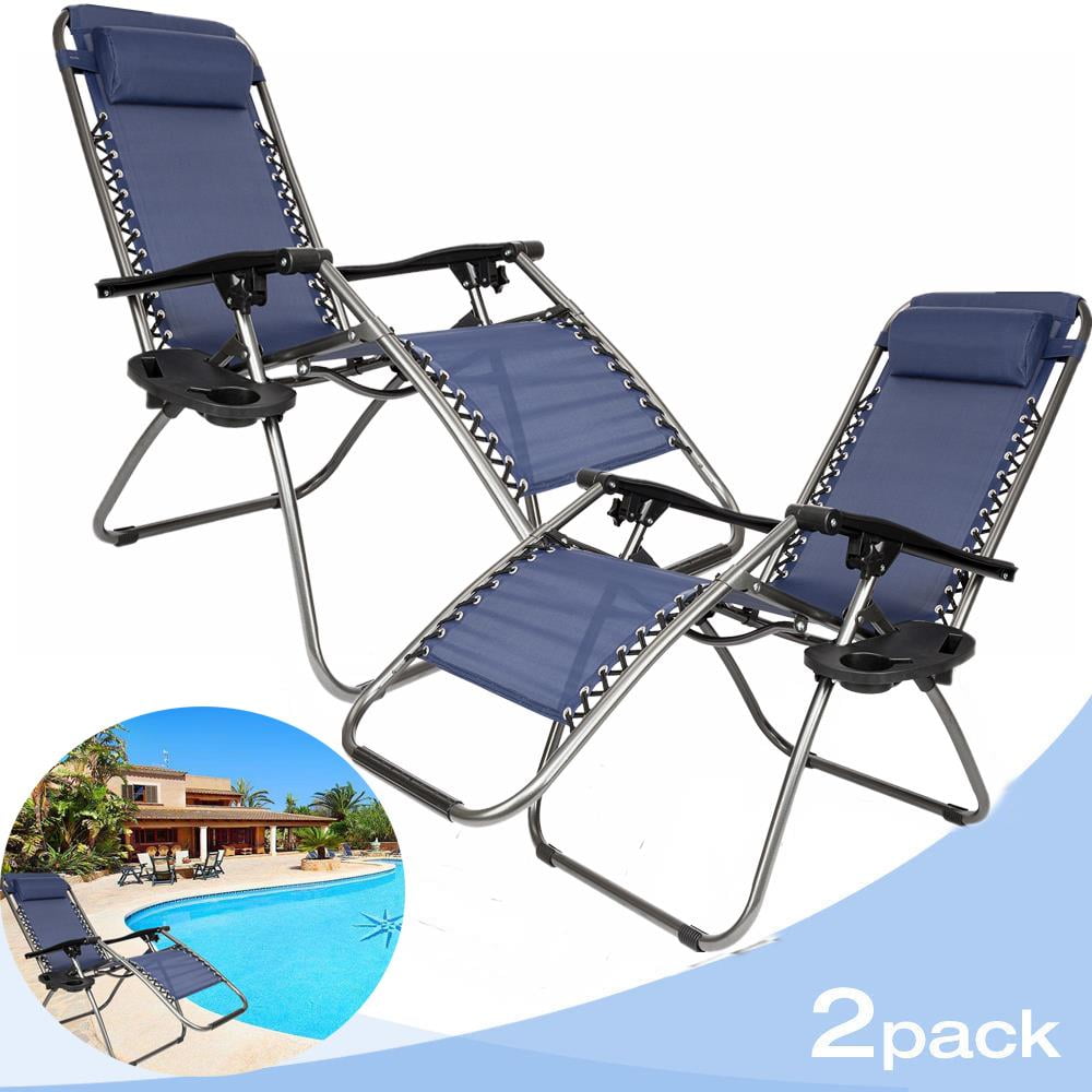 2 pcs zero gravity chair patio chaise lounge 2024 chairs outdoor yard pool recliner folding lounge chair set