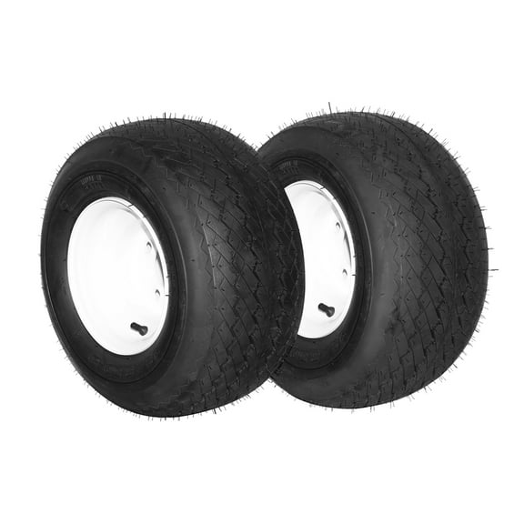 Ktaxon 18x8.50-8 Golf Cart Tire and Wheel Set of 2, 4PR Tubeless Turf Tires with White 4-Lug Rims