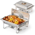thumbnail image 1 of Ktaxon 2 Pack Chafing Dish for Buffet with Glass Lid, 8 Quart Stainless Steel Buffet Set, Rectangular Chafers and Warmers Sets for Party, Catering, Wedding, Banquet, Graduation, 1 of 8